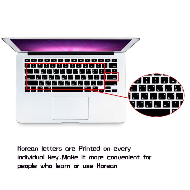 HRH Korean Silicone Keyboard Cover Skin for MacBook Old Air 13,for MacBook Pro 13/15/17 (with or w/Out Retina Display, 2015 or Older Version),for iMac Older USA(Not for MacBook 13 Air A1932)-Black - Image 2